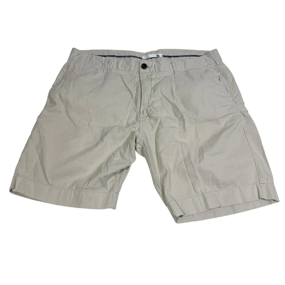 Faherty Mens 33 Chino Shorts Beige Cotton Lyocell Blend 8 Inch‎ Inseam